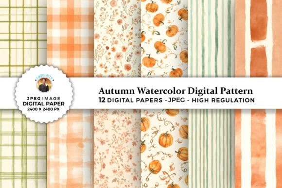 Download Autumn Watercolor Digital Patterns - Digital patterns Collection
