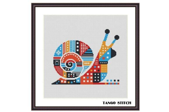 Download Modern Geometric Snail Cross Stitch - Modern Collection