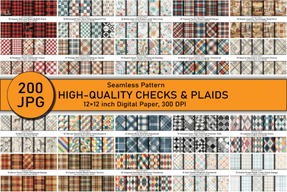 Download 200 Checks &amp; Plaids Digital Patterns - Digital patterns Collection