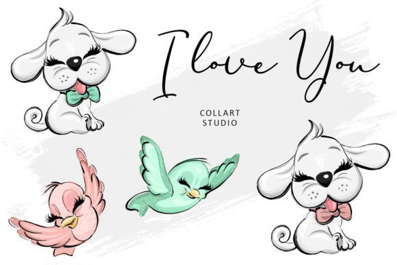 Download Cute Valentine Illustrations, Love - Premium Bundle