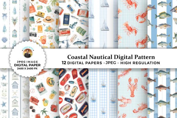 Download Coastal Nautical Digital Patterns - Digital patterns Collection