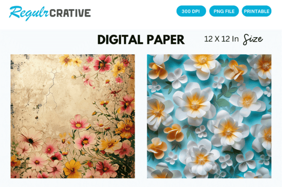 Download Floral Background Digital Paper Patterns - Paper patterns Collection