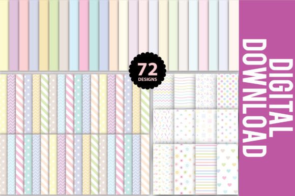 Download 72 Digital Pastels Paper Patterns Bundle - Paper patterns Collection
